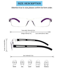 KERECSEN 4 Pack Rectangle Rimless Blue Light Blocking Computer Glasses Unisex FLG666 - kerecsen