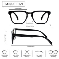 KERECSEN 5 Pack Rectangle Reading Glasses Unisex 185-5 - kerecsen
