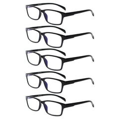 KERECSEN 5 Pack Rectangle Blue Light Blocking Computer Glasses Unisex FLG050