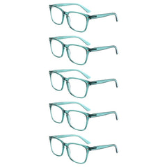 KERECSEN 5 Pack Large Rectangle Blue Light Blocking Computer Glasses Unisex FLG000 - kerecsen
