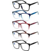 KERECSEN 5 Pack Large Rectangle Blue Light Blocking Computer Glasses Unisex FLG000 - kerecsen
