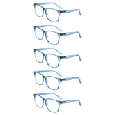 KERECSEN 5 Pack Large Rectangle Blue Light Blocking Computer Glasses Unisex FLG000 - kerecsen
