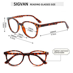 5 Pack Ladies Blue Light Blocking Spring Hinge Stylish Round Eyeglasses for Women