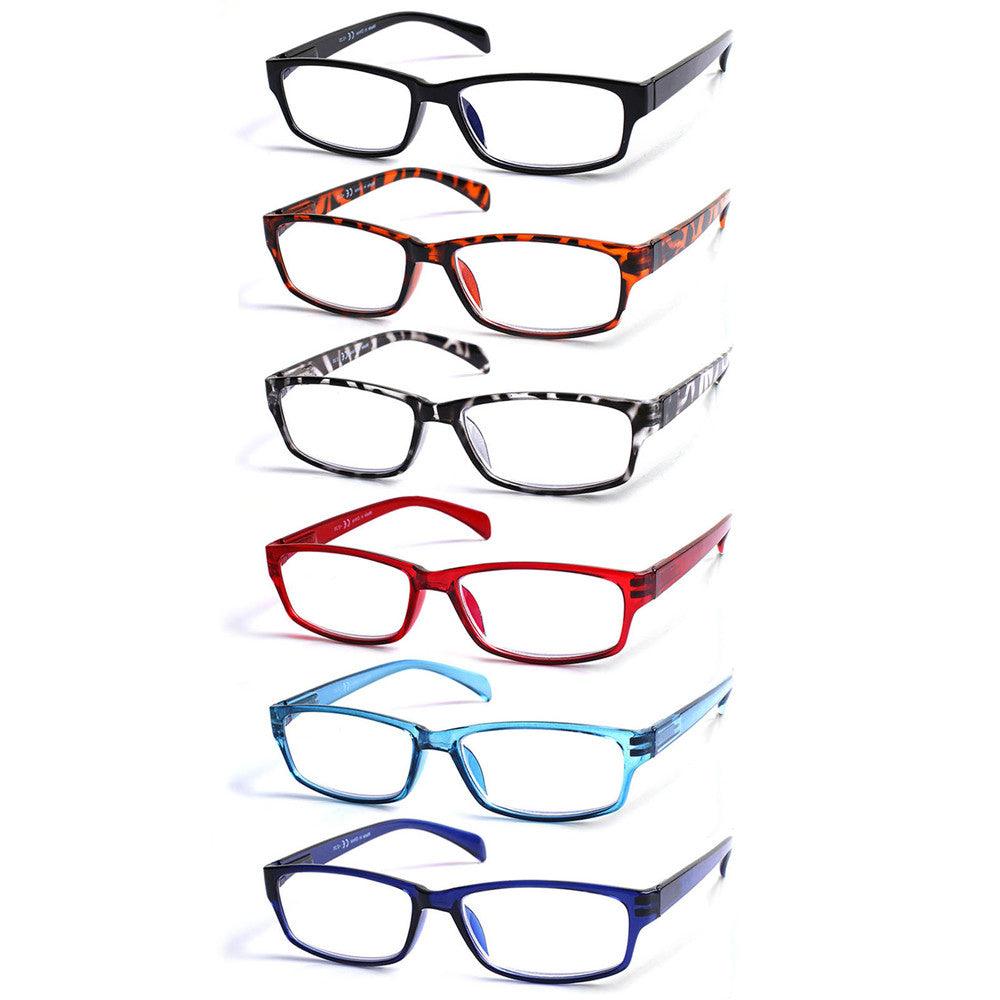 KERECSEN 6 Pack Rectangle Blue Light Blocking Computer Glasses Unisex FLG315 - kerecsen