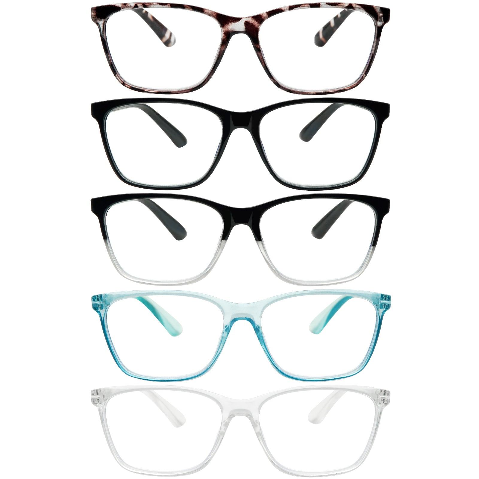 KERECSEN 5 Pack Rectangle Blue Light Blocking Computer Glasses Unisex FLG246-1 - kerecsen