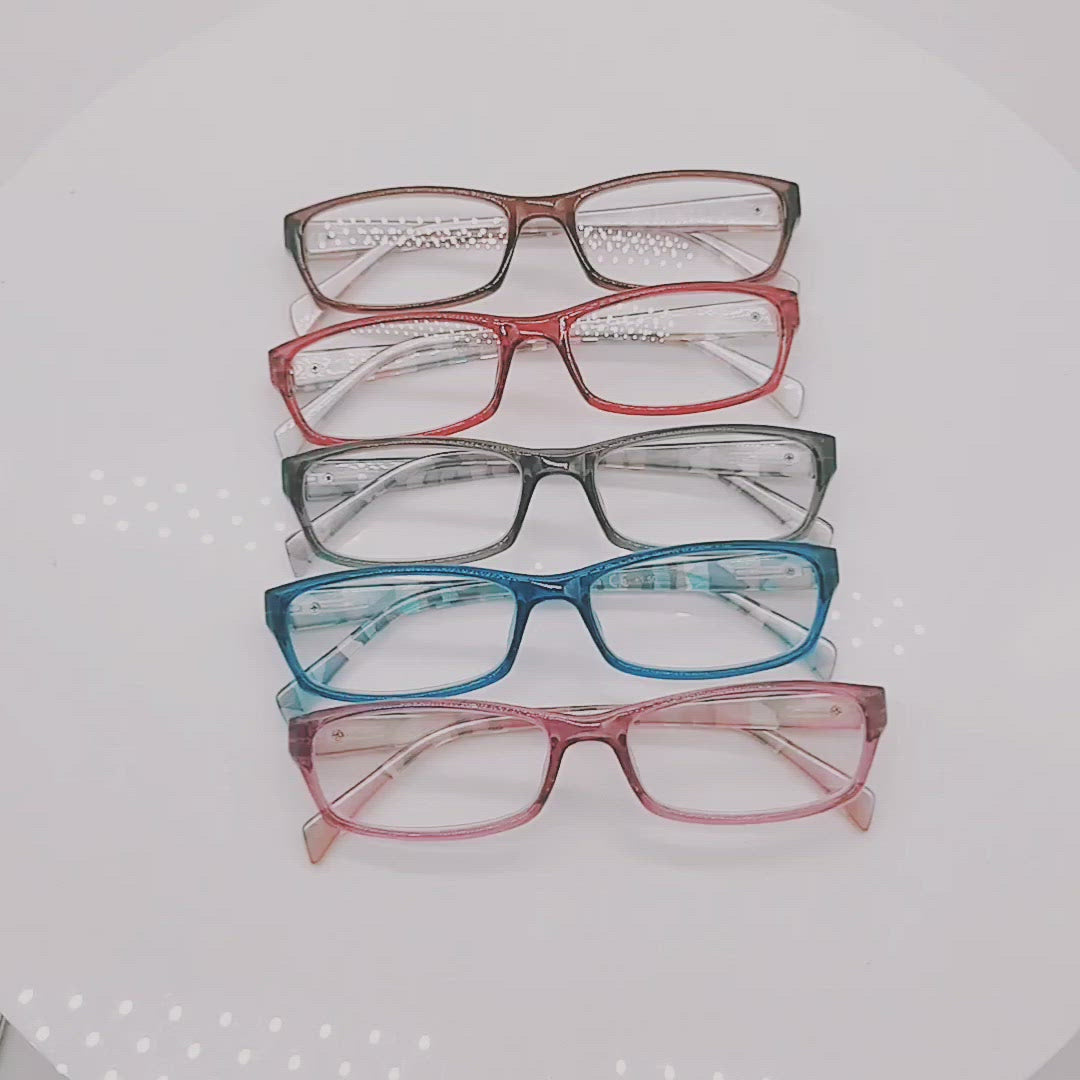 KERECSEN 5er-Pack Rechteckige, farblich passende Lesebrille Unisxe 069