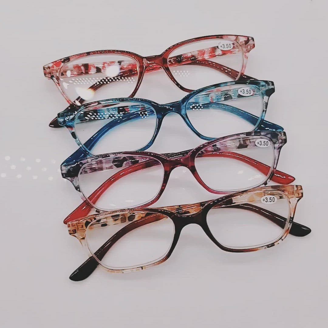 KERECSEN 4 Pack Rectangle Reading Glasses Unisex 068
