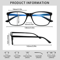 KERECSEN 5 Pack Rectangle Blue Light Blocking Computer Glasses Unisex FLG246-1 - kerecsen