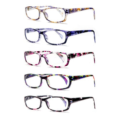 KERECSEN 5-Pack  Reading Glasses Women Fashionable Anti- Light Reading Glasses for Daily Commute Computer Readers Rectangular Frame with Spring Hinge Suitable for Variety Of Face Shapes Lightweight Reading Glasses New Products Selected for You