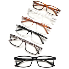 KERECSEN 6-Pair Blue Light Blocking Reading Glasses with Tortoiseshell/ Square Thin-PVC Frame & Plastic - Computer Glasses for Men & Women, Screen, Eyewear (6-Pair Pack) 2 Color Options - Compatible for Office, Smartphones, E-