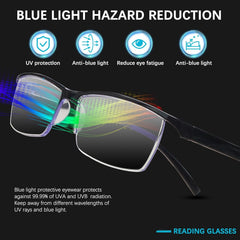 3 pack Blue Light Blocking Readers Comfortable Glasses Vintage Reading Glasses for Men Spring Hinges Classic Readers