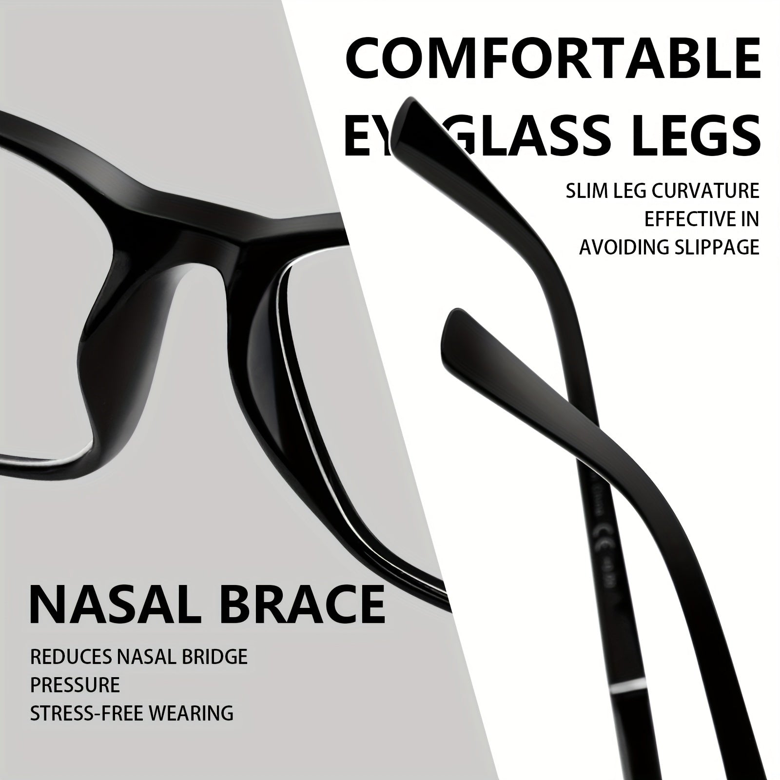 KERECSEN 5 Pack Rectangular Frame Fashion Reading Glasses (Unisex) Features Metal Spring Hinges Minimalist Design All-black Lightweight Plastic Frames with Polycarbonate Lenses Ideal for Reading On Computers, TVs, Phones, And Other Electronic Devices