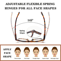 KERECSEN 4 Pack Women’s Curved Rounded Square Cat Eye Reading Glasses, HD Blue Light Blocking Lenses, Ultra-Light Plastic Frame with Flexible Spring Hinges, Chunky Retro Fashion Readers