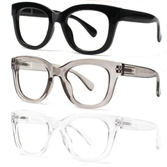 3 Pack Reading Glasses with Blue Light Blocking Stylish Round Frames for Men and Women Spring Hinges for Computer Browsing