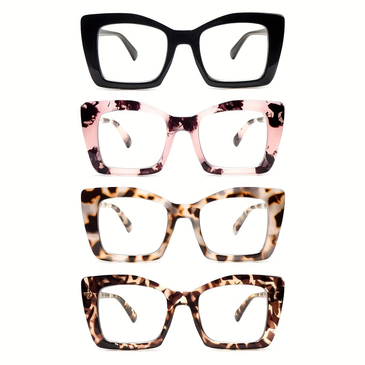 4 Pack Cat Eye Frames Women's Reading GlassesComputer and Cell Phone Readers Anti-Blue Light BlockingProtects Eyes from Blue Light Spring Hinges