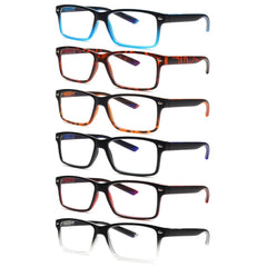 KERECSEN 6-Pair Stylish Blue Light-Blocking Reading Glasses Featuring a Spring Hinge Design And High-Quality Blue Light-Blocking Lenses, These Glasses Are Lightweight And Comfortable to Wear. Perfect for Men Who Use Computers. Great Holiday Gift