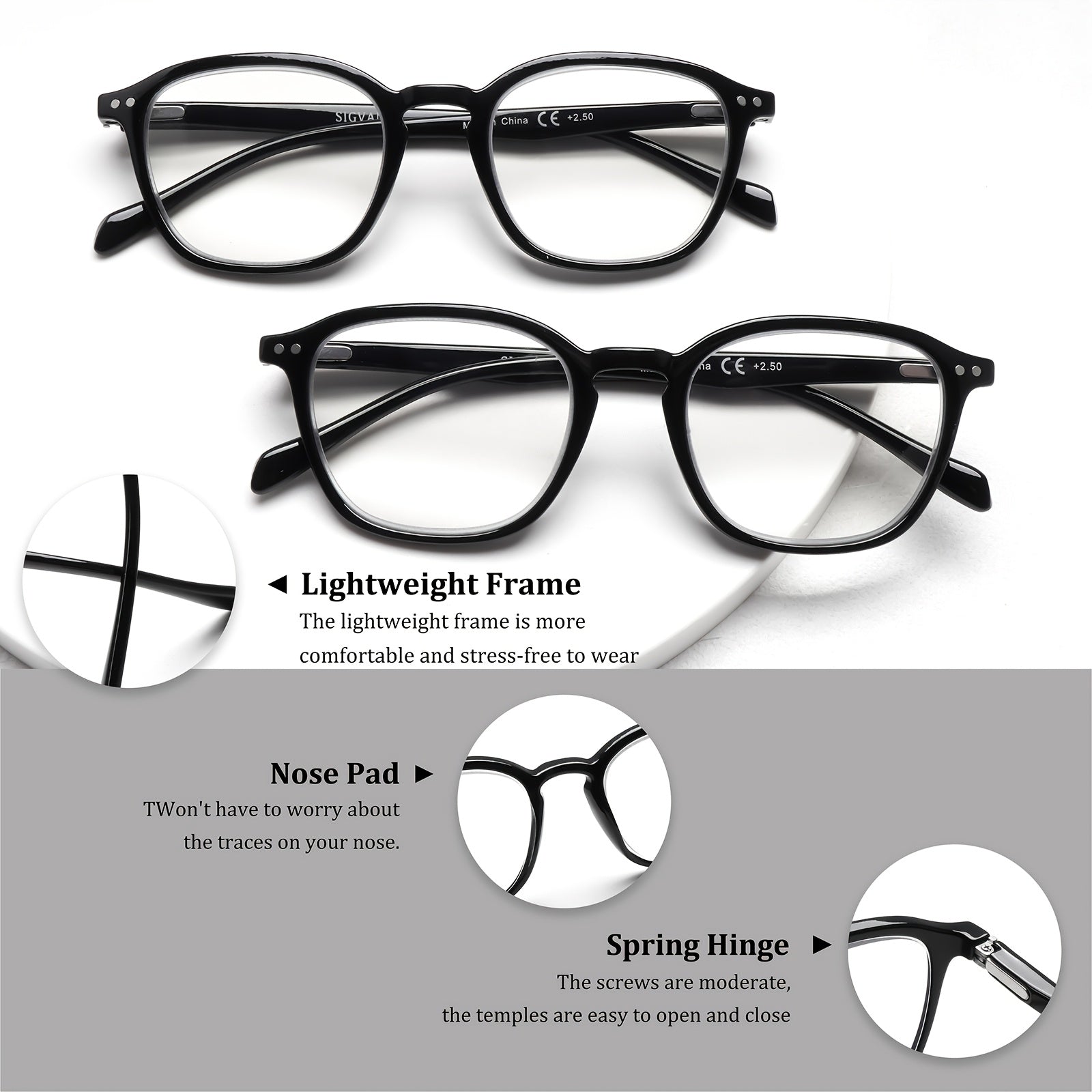 KERECSEN 5-Pack Minimalist Style Reading Glasses for Women And Men Blue-Light Blocking Computer Glasses Fashionable Oval Frame Reading Glasses Reading Glasses with Spring Hinge Lightweight And Comfortable Eyeglasses for Reading