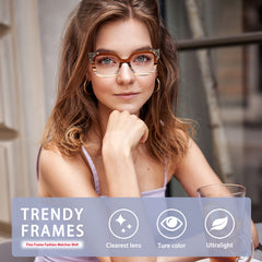 KERECSEN Blue Light Blocking Reading Glasses With Diamond and Cat-Eye Design Oprah Style,Anti-blue Light, Functions Visual Fatigue, Provide Clear Vision, Equipped With Spring Hinges, Fashionable For Women
