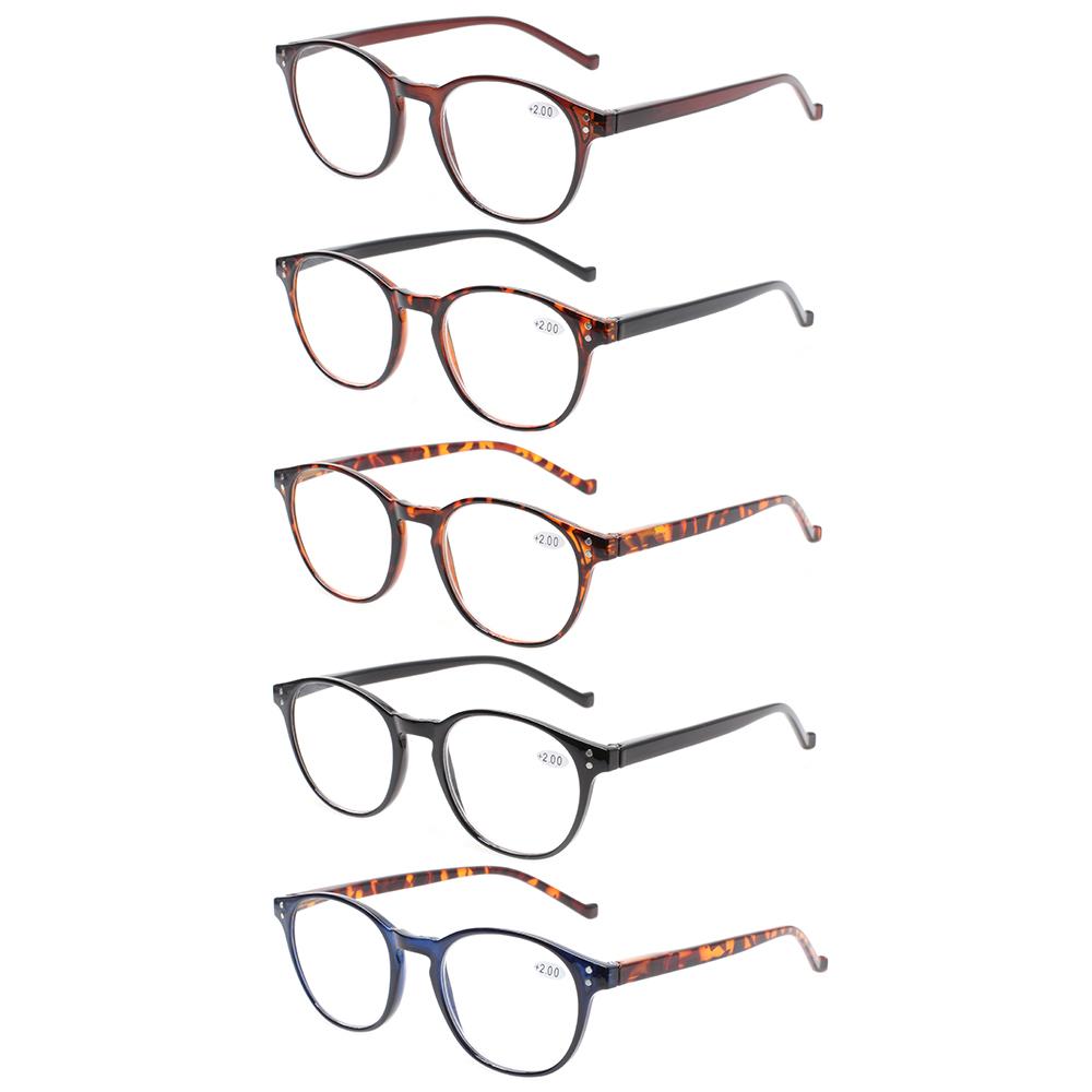 Reading Glasses for Women Men, 5 pack Fashion Readers for Women Men Spring Hinge Eye Glasses, Blue Light Reading Glasses