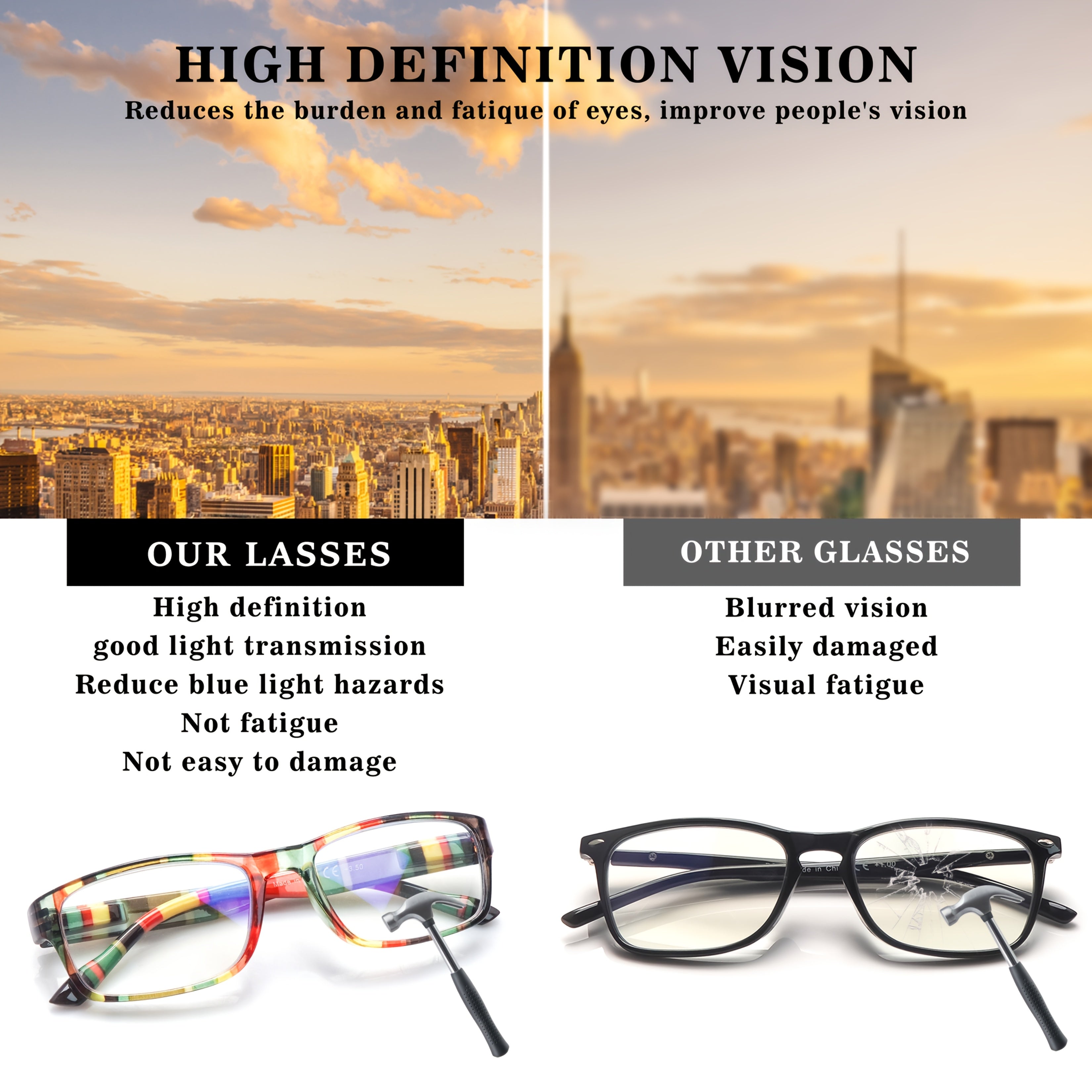 KERECSEN 6 Pack Rainbow Lucky Reading Glasses for Women Blue Light Blocking, Plastic Frames with Spring Hinges, Rainbow Lucky Charm, Lady's Exquisite Reading Glasses, Delicate Style Glasses Fashionable Daily & Christmas Decoration Gift Sets