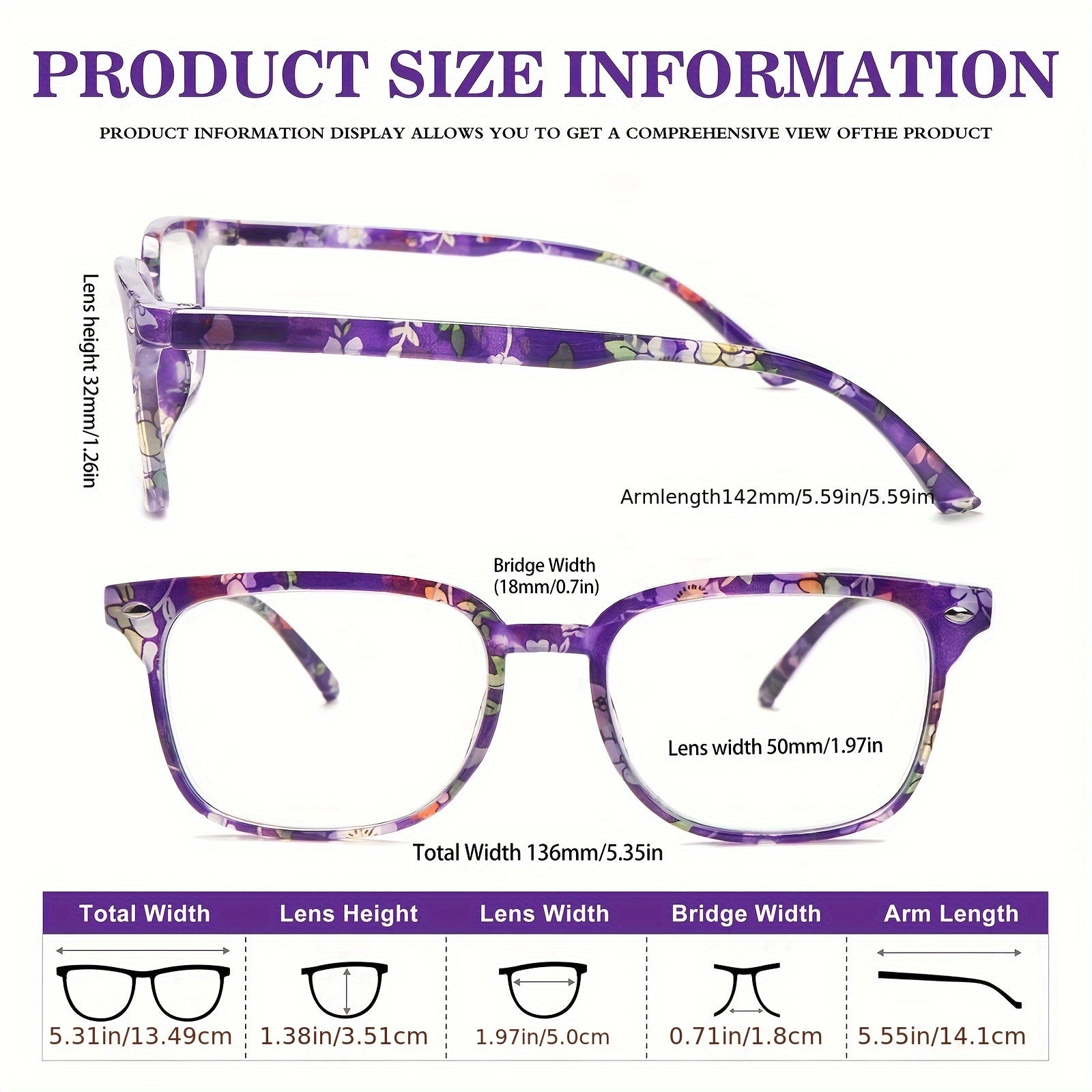 KERECSEN  Women'S Oval Reading Glasses 5-Pack, Fashionable Floral Readers with Blue Light Blocking, Adjustable Spring Hinge, Lightweight Plastic Frame, Resin Lens Eyeglasses for Computer/Work