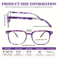 KERECSEN  Women'S Oval Reading Glasses 5-Pack, Fashionable Floral Readers with Blue Light Blocking, Adjustable Spring Hinge, Lightweight Plastic Frame, Resin Lens Eyeglasses for Computer/Work