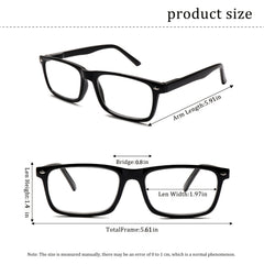 KERECSEN 5-Pack Reading Glasses for Men And Women, Black Square-Frame Readers, Clear-Lens Presbyopia Glasses
