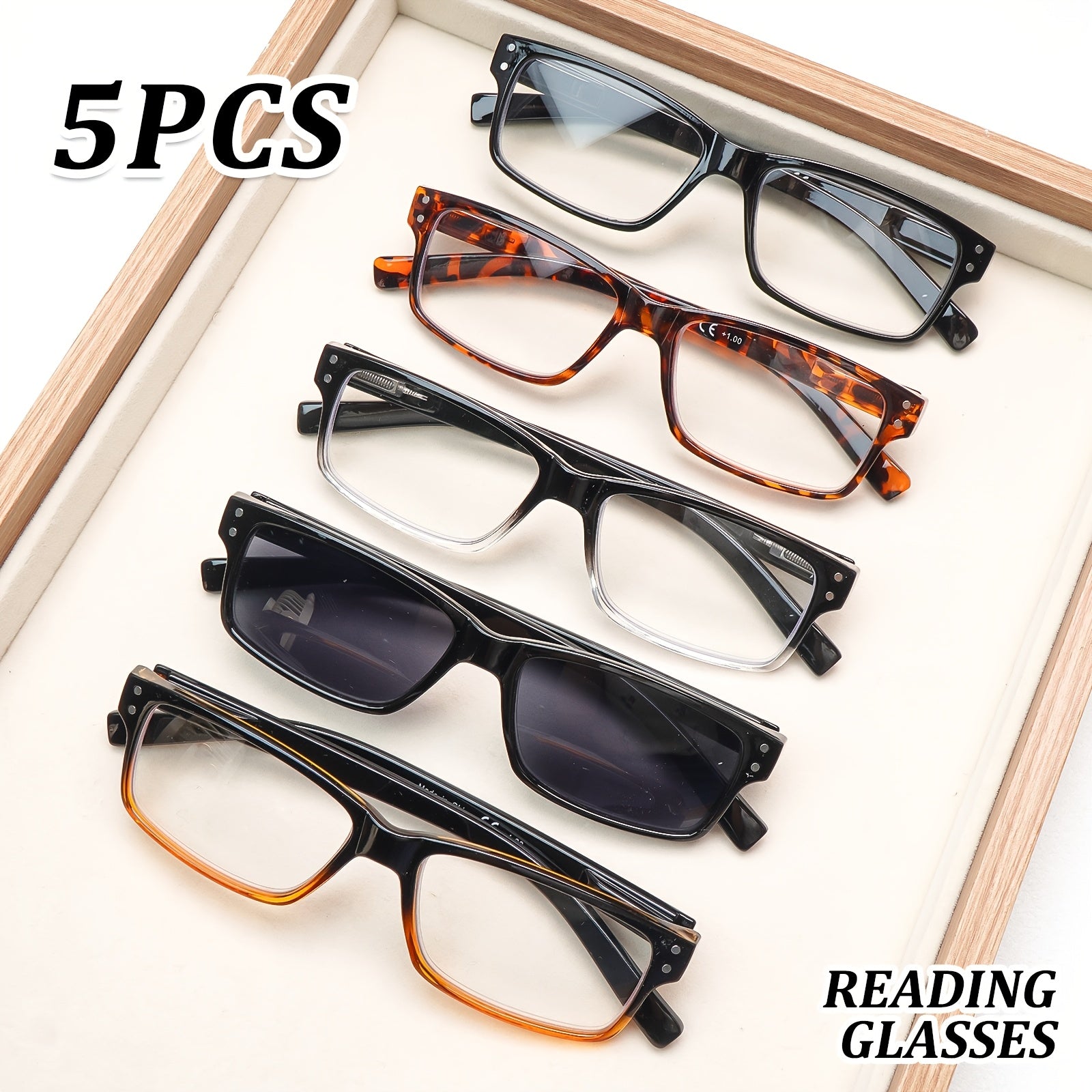 KERECSEN 5 Pack Blue Light Blocking Reading Glasses Suitable for Men & Women with, Anti-Eye Computer Glasses, Spring Hinge Eyewear for Digital Screens, Tablet & Smartphone Use, Narrow Frame for Computer Readers (Gift Ready)