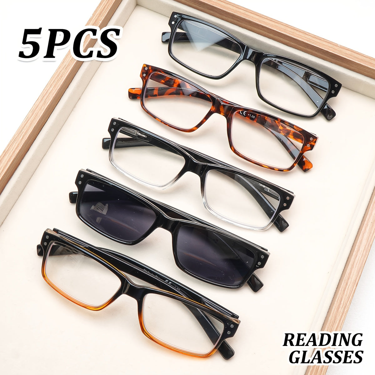 KERECSEN 5 Pack Blue Light Blocking Reading Glasses Suitable for Men & Women with, Anti-Eye Computer Glasses, Spring Hinge Eyewear for Digital Screens, Tablet & Smartphone Use, Narrow Frame for Computer Readers (Gift Ready)