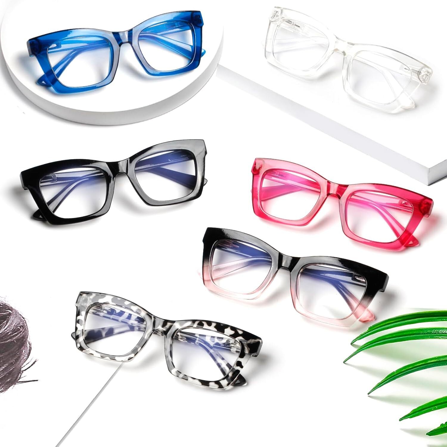 6 Pack Oprah Style Reading Glasses for Women Blue Light Blocking Reader