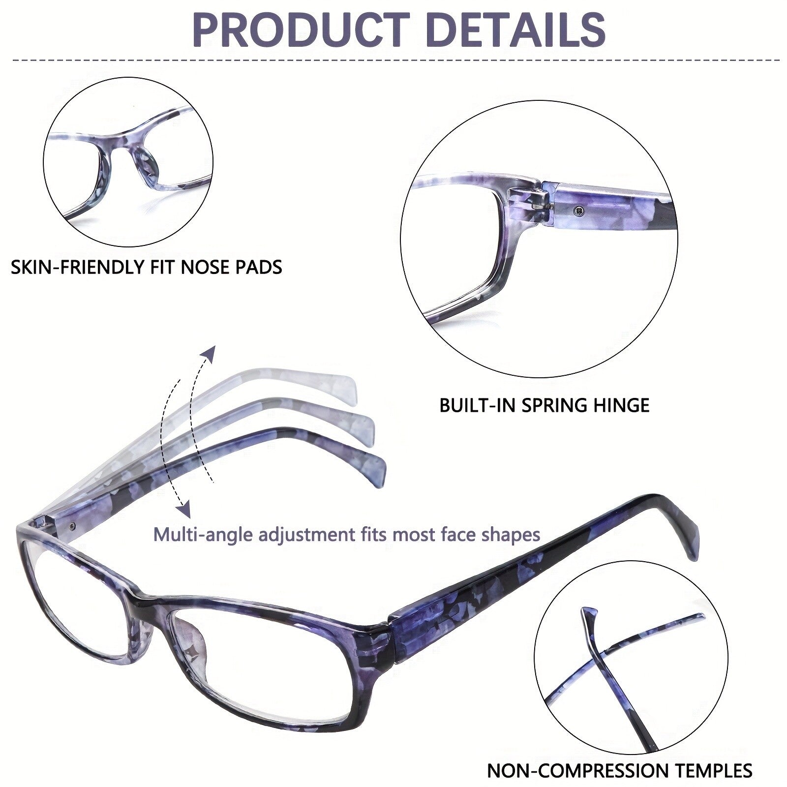 5-Pack Blue Light Reading Glasses Daily Computer Reader Suitable Variety Face