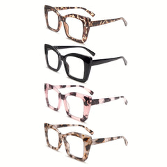 4 Pack Fashion Reading Glasses for Women Blue Light Blocking Spring Hinges Anti
