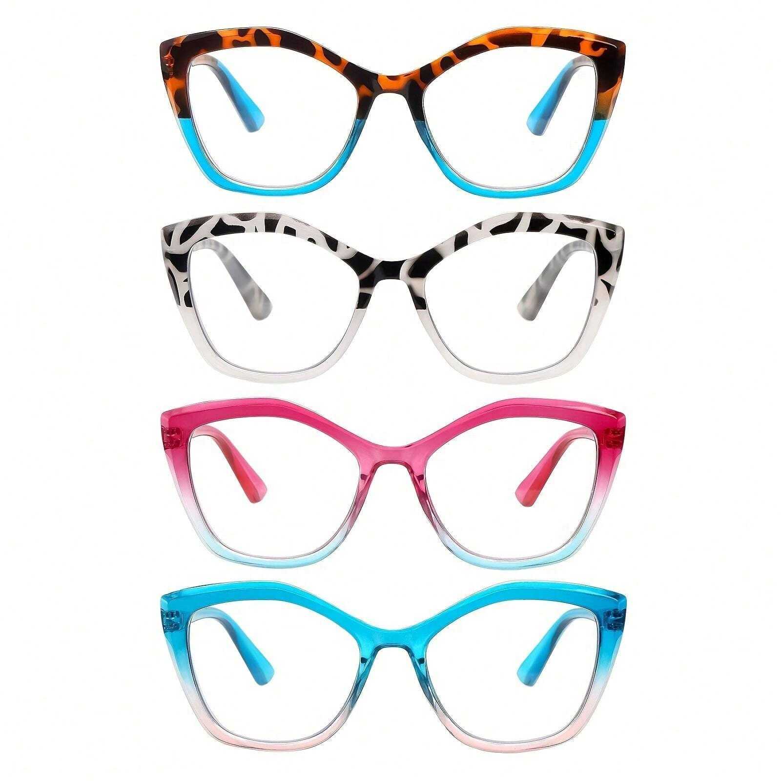 4 Pack Reading Glasses Blue Light Blocking for Women Butterfly Frame Computer Readers with Spring Hinges Anti Glare Eyestrain
