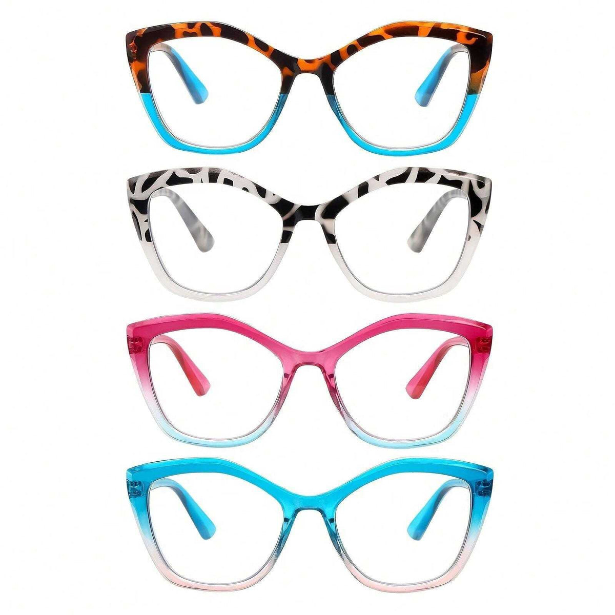 4 Pack Reading Glasses Blue Light Blocking for Women Butterfly Frame Computer Readers with Spring Hinges Anti Glare Eyestrain