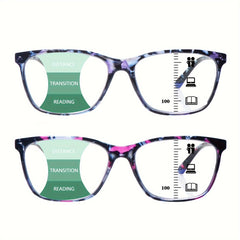 2 Pack Progressive Multifocal Computer Glasses Women Men Blue Light Blocking Reading Glasses Spring Hinge Readers