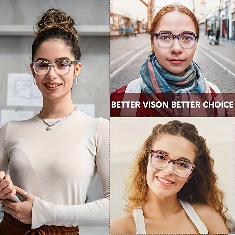 5 pcs Blue Light Blocking Reading Glasses Women Colorful Printed Oval Wide Frame