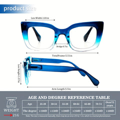 4-Pack Readers for Women Oprah Style Square Reading Glasses with Spring Hinge Blue Light Blocking for Men Ladies