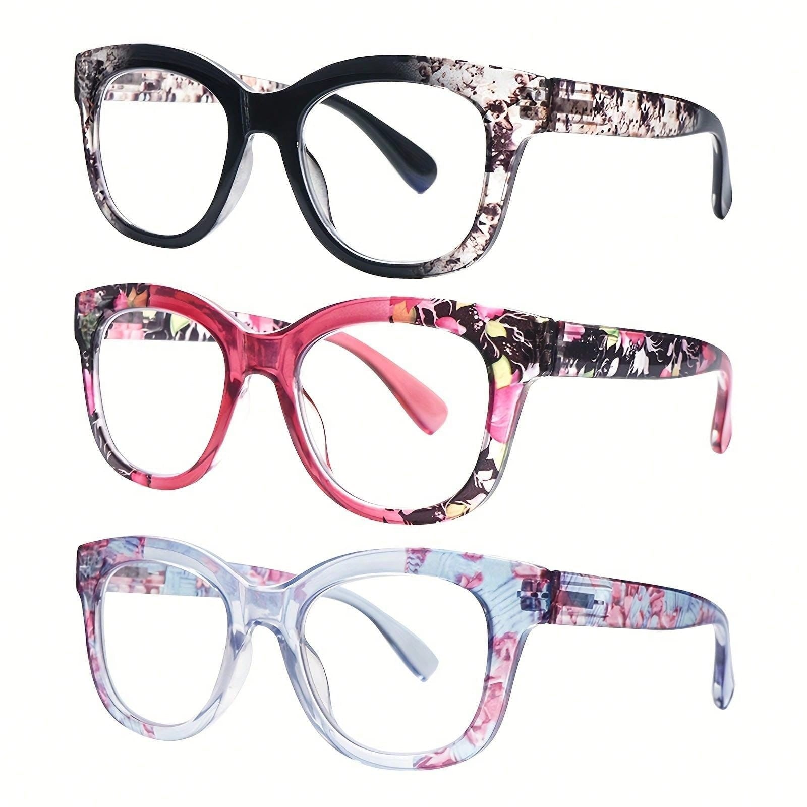 3-Pack Oprah Style Readers for Women - Stylis Style Reading Glasses with Blue Light Blocking and Spring Hinge