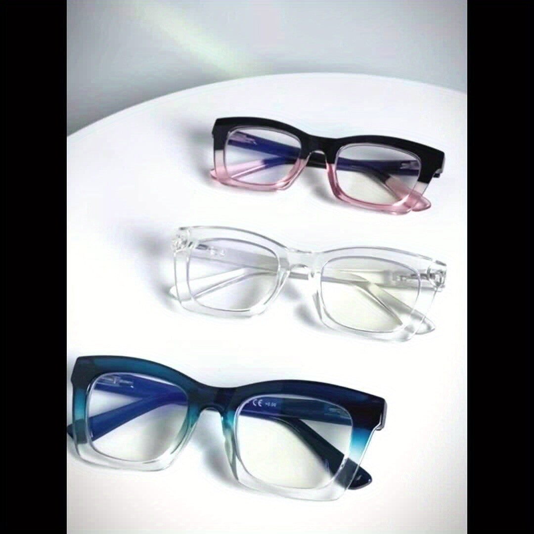 3-Pack Fashionable Women's Reading Glasses Blue Light Blocking Computer Square