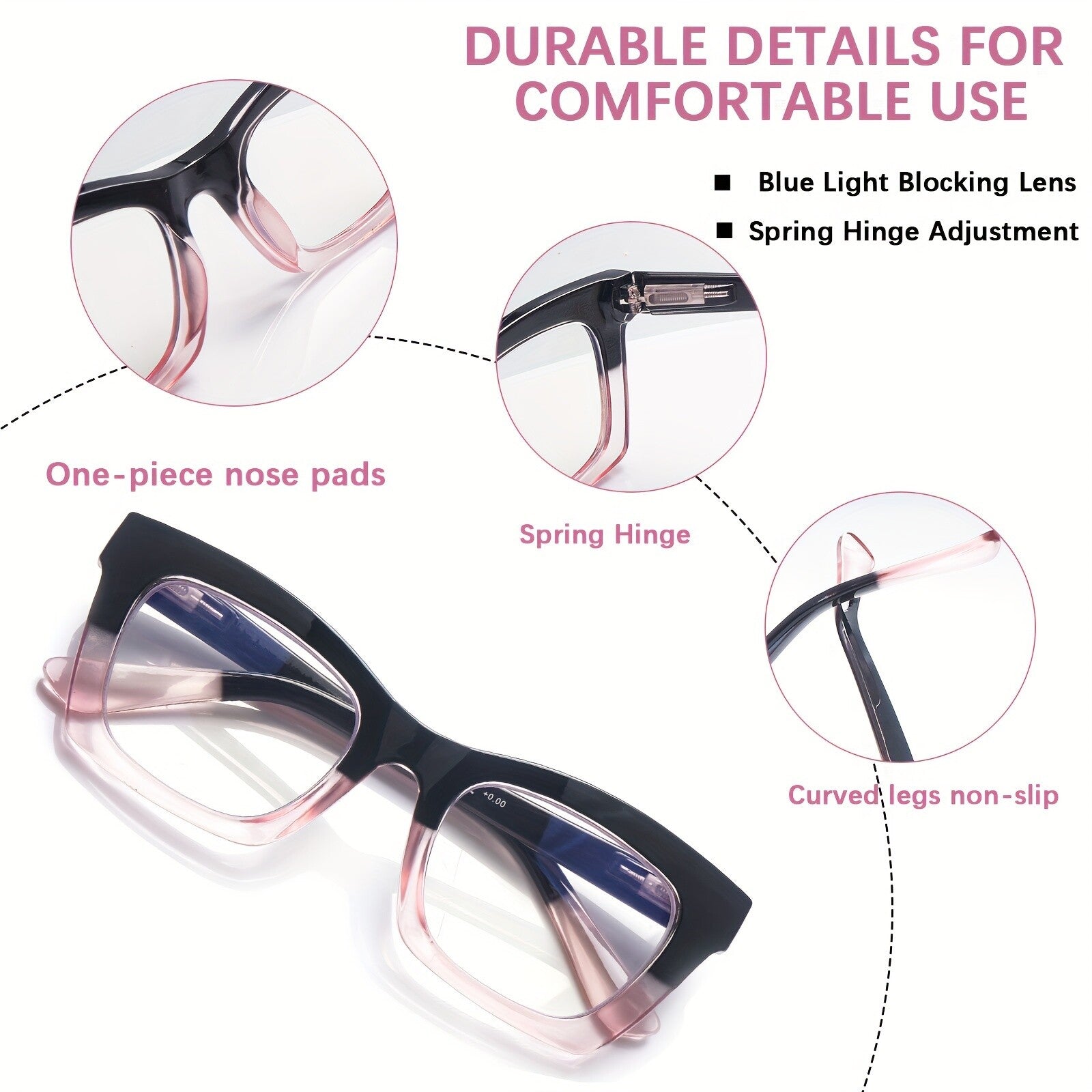 3-Pack Fashionable Women's Reading Glasses Blue Light Blocking Computer Square
