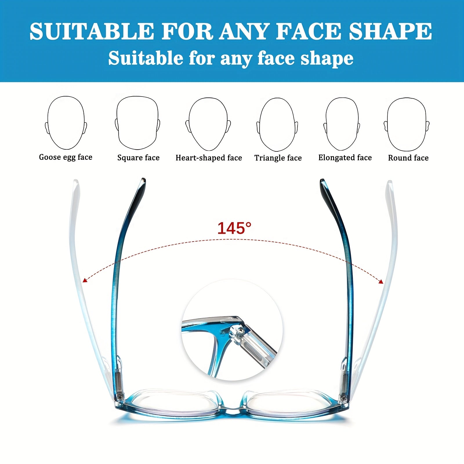 KERECSEN 5-pack Gradient Anti-blue Light Reading Glasses, Suitable for Both Men And Women, with Lightweight Frames, Spring Hinges, And High-quality Anti-blue Light Lenses, Effectively Relieving Eye Strain And Fatigue