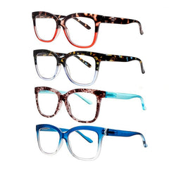 4 Pack Reading Glasses for Women Blue Light Blocking Spring Hinge Computer Readers