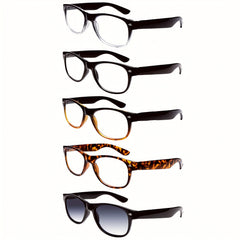 KERECSEN 5-Pack Reading Glasses for Women Blue Light Reading Glasses UV-protected Fashion Glasses Oval Frame Readers with Spring Hinges Fit All Face Shapes Tortoiseshell Glasses Lightweight Frames for Every Day Wear Multiple Eyeglass