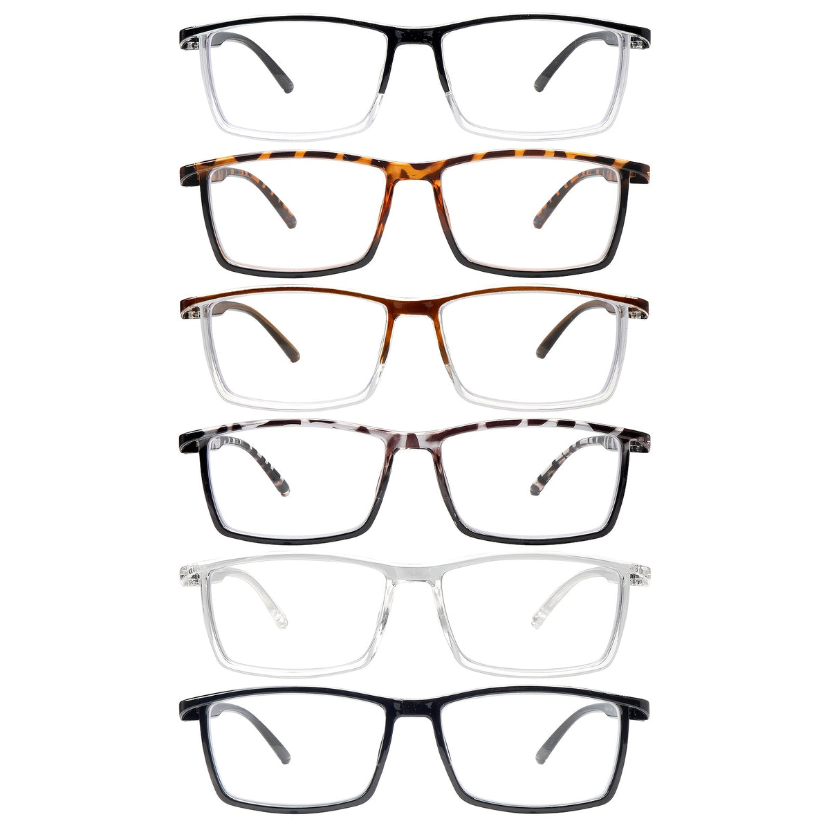 KERECSEN 6-Pair Blue Light Blocking Reading Glasses with Tortoiseshell/ Square Thin-PVC Frame & Plastic - Computer Glasses for Men & Women, Screen, Eyewear (6-Pair Pack) 2 Color Options - Compatible for Office, Smartphones, E-