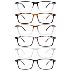 KERECSEN 6-Pair Blue Light Blocking Reading Glasses with Tortoiseshell/ Square Thin-PVC Frame & Plastic - Computer Glasses for Men & Women, Screen, Eyewear (6-Pair Pack) 2 Color Options - Compatible for Office, Smartphones, E-