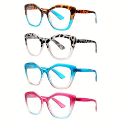 4 Pack Reading Glasses for Women Blue Light Blocking Fashion Readers with Spring Hinges Computer Eye Glasses Anti Glare UV Eyeglasses