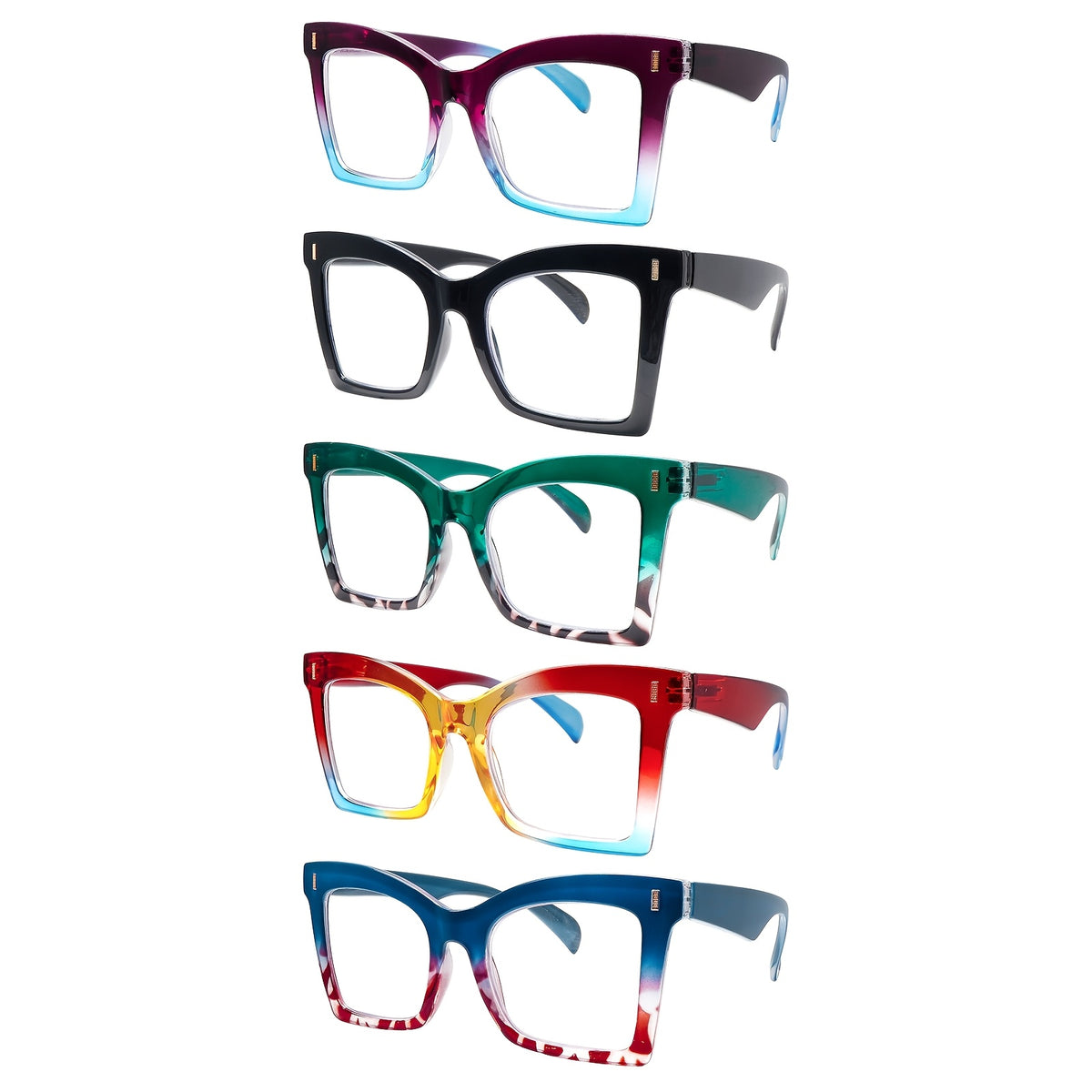 KERECSEN 5 Pairs Large-frame Blue Light-blocking Readingglasses In Stylish Colors, Featuring Spring Hinges Thatsuit A Various Face Shapes. The Premium Blue Light-blocking Lenses Effectively Relieve Eye Strain