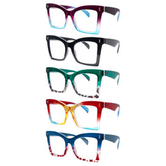 KERECSEN 5 Pairs Large-frame Blue Light-blocking Readingglasses In Stylish Colors, Featuring Spring Hinges Thatsuit A Various Face Shapes. The Premium Blue Light-blocking Lenses Effectively Relieve Eye Strain