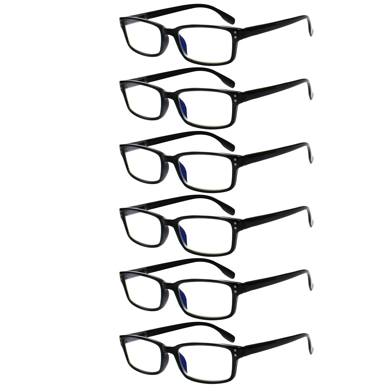 KERECSEN 6 Pack Anti Blue Light Reading Glasses for Men Women with Spring Hinges Classic Computer Glasses CG097