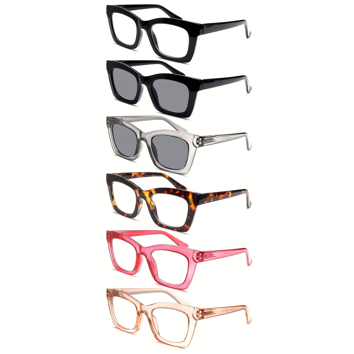 6 Pairs Women Outdoor Reading Glasses Anti-Blue Light Sunshade Reading Glasses UV Protection Spring Hinge Stylish Outdoor Oversized Sun Readers Fashion Glasses Valentine'S And Mother'S Day Gifts, Girls Must Have